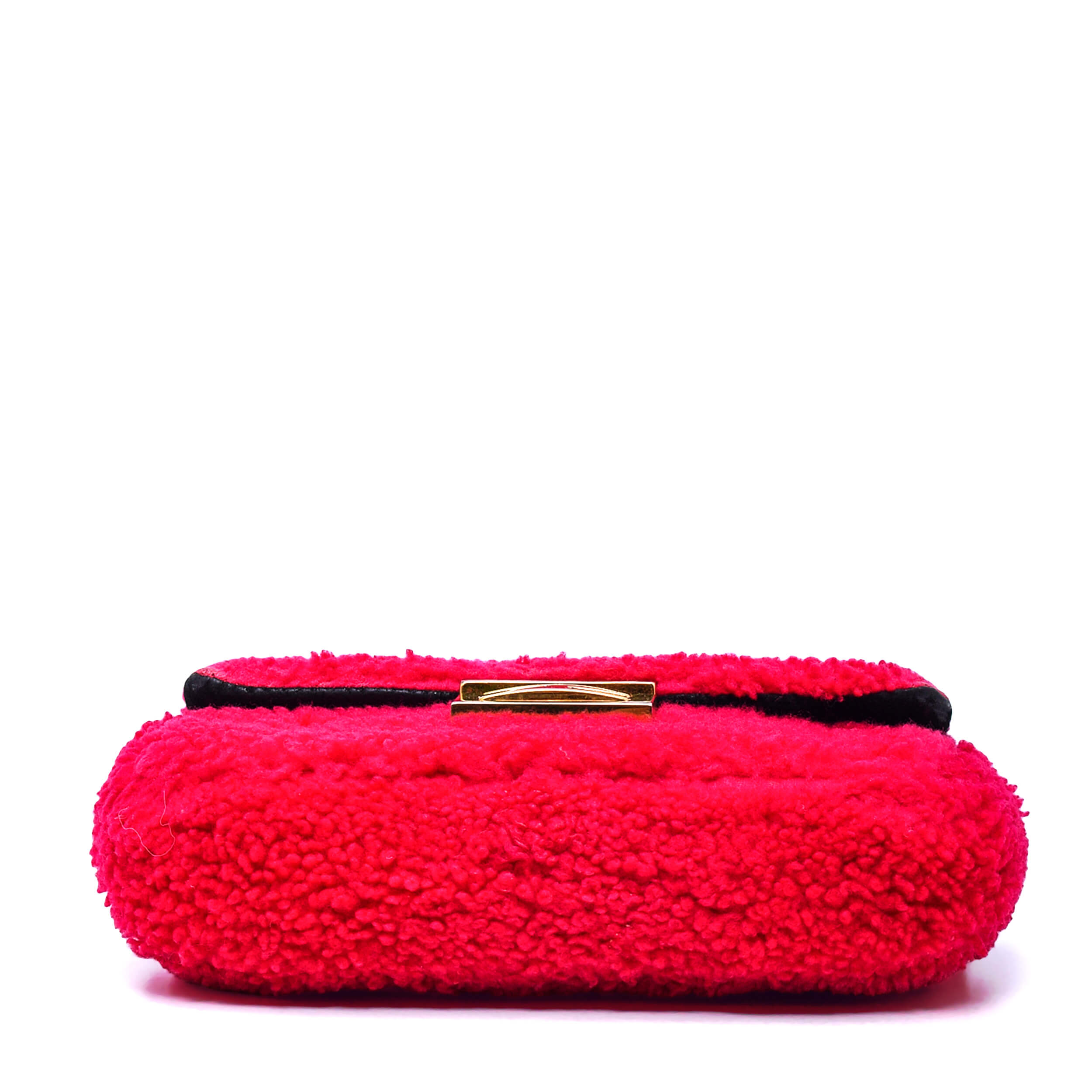 Fendi - Fuchsia Shearling Mini Baguette Bag